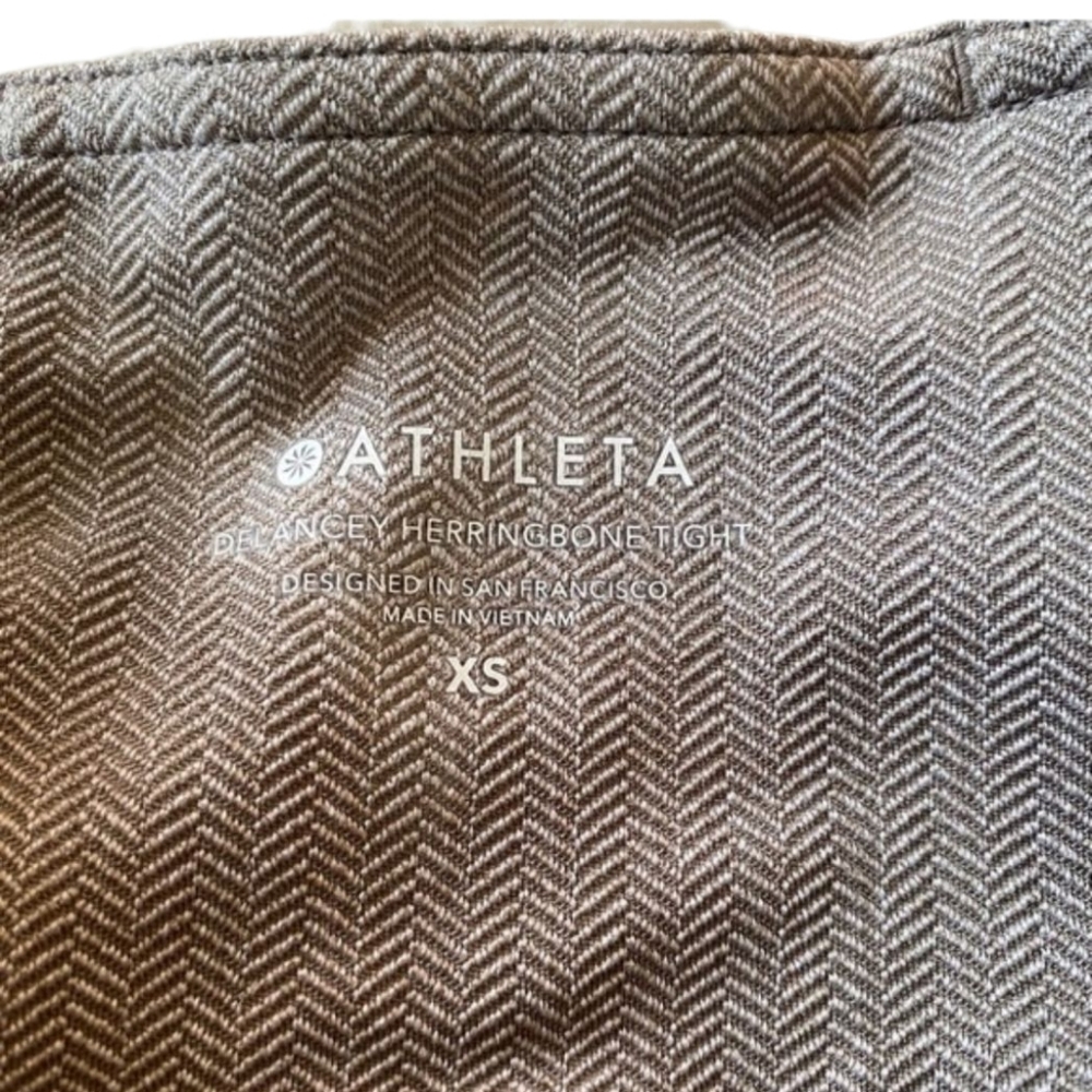 😁Athleta Delancey Herringbone Tight Gray Leggings Back Pockets Size XS - Picture 7 of 12